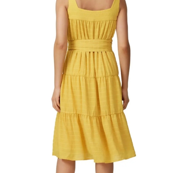 Slate & Willow yellow tiered sundress wide straps lined belted Size 8 Sun Dress - Picture 2 of 8